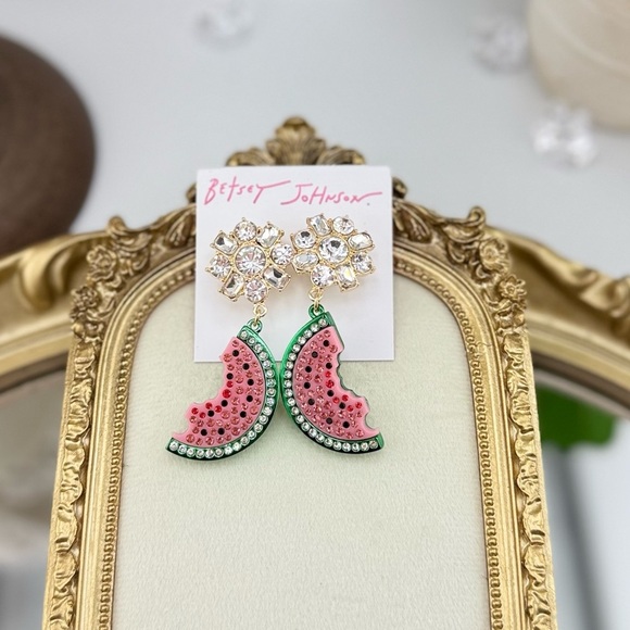 Betsey Johnson Watermelon Slice Statement Earrings – Juicy & Fun! - Picture 3 of 7